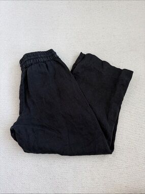 J Crew Linen Wide Leg Cropped Pants Black Size XS